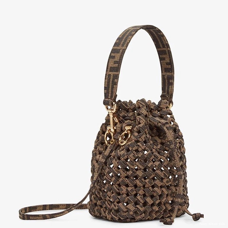 Affordable Mini Tresor Fabric Interlace Bag Fendi Coffee Mon Bucket In 0730